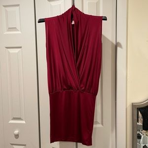 Venus- red wine deep V dress